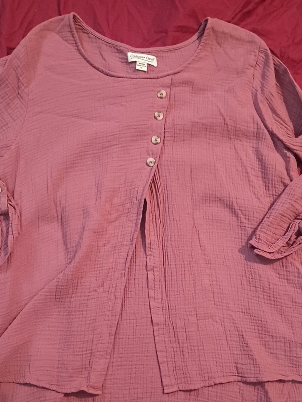 Coldwater Creek Dusty Rose Layered Asymmetrical Button-Front Tunic Woman Size XL - Picture 3 of 9